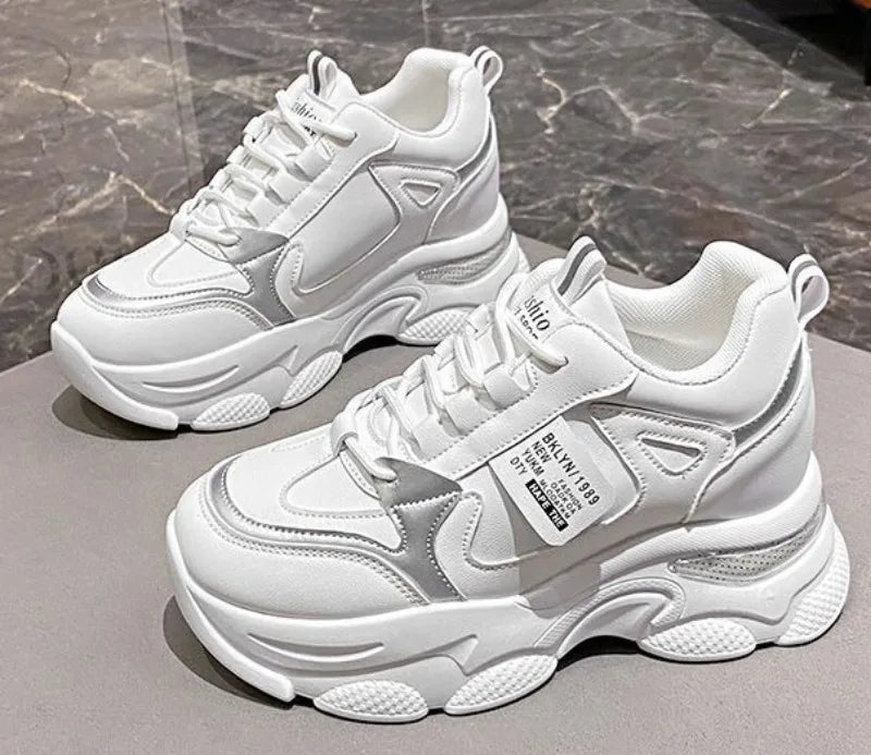 Women’s White Sport Sneakers – Thick Sole, Ultra-Light Platform, Casual & Running Shoes (Spring/Autumn 2025)
