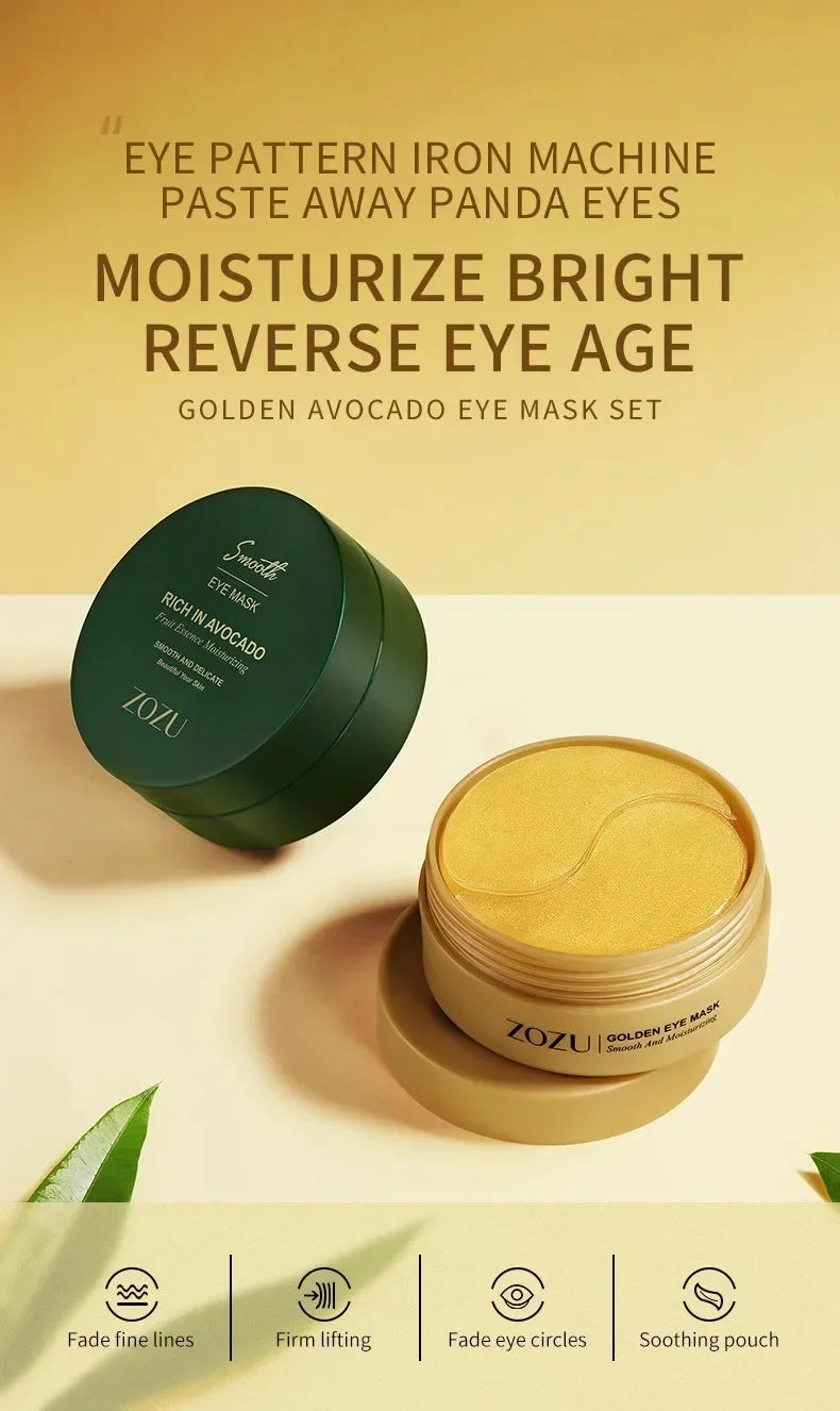 60/120PCS Avocado Gold Eye Masks – Anti-Wrinkle, Moisturizing & Dark Circle Treatment