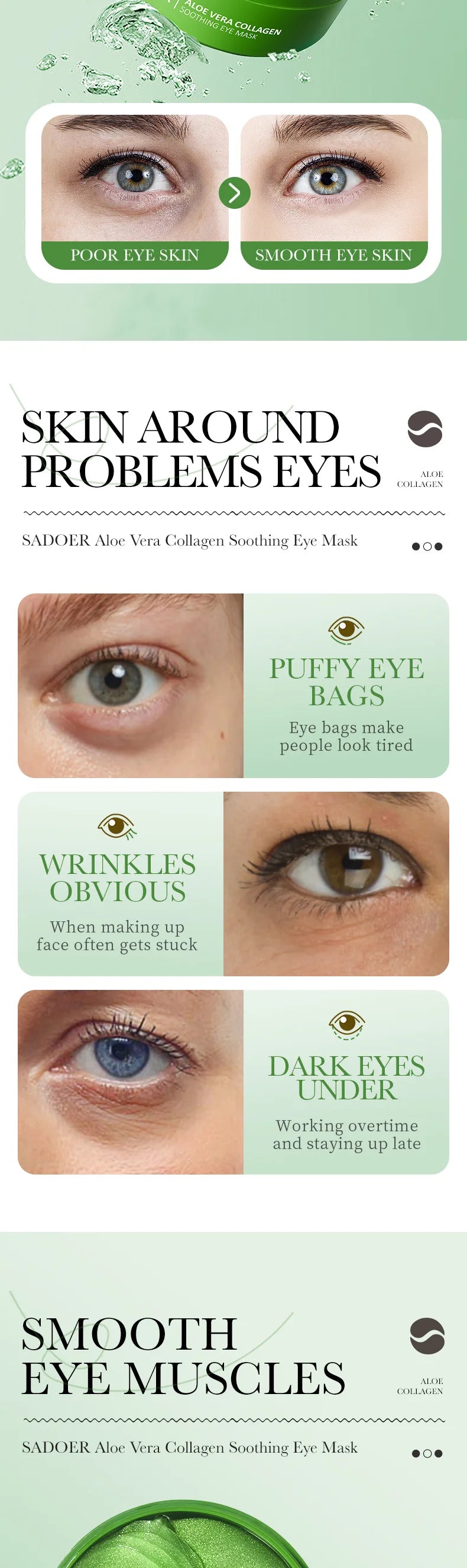 Collagen & Aloe Vera Eye Mask – 60pcs | Anti-Dark Circles & Eye Bag Treatment