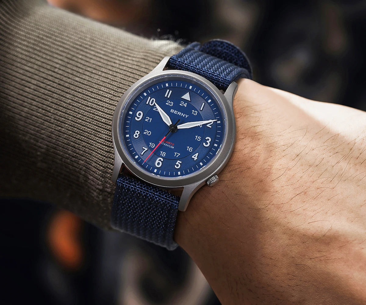 RBB Titanium Field Pilot Watch – Super Luminous Men's Outdoor Quartz Wristwatch with Sapphire Glass (5ATM)