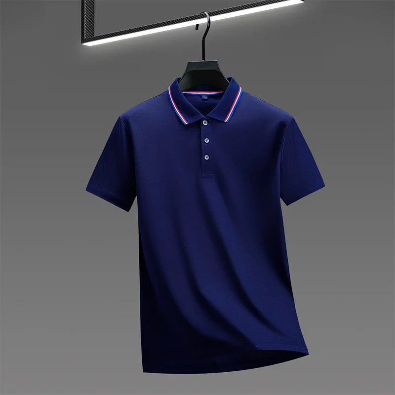 RBB 2025 Men’s Casual Solid Color Polo Shirt – Short Sleeve, Summer Fashionable & Comfortable Versatile Top