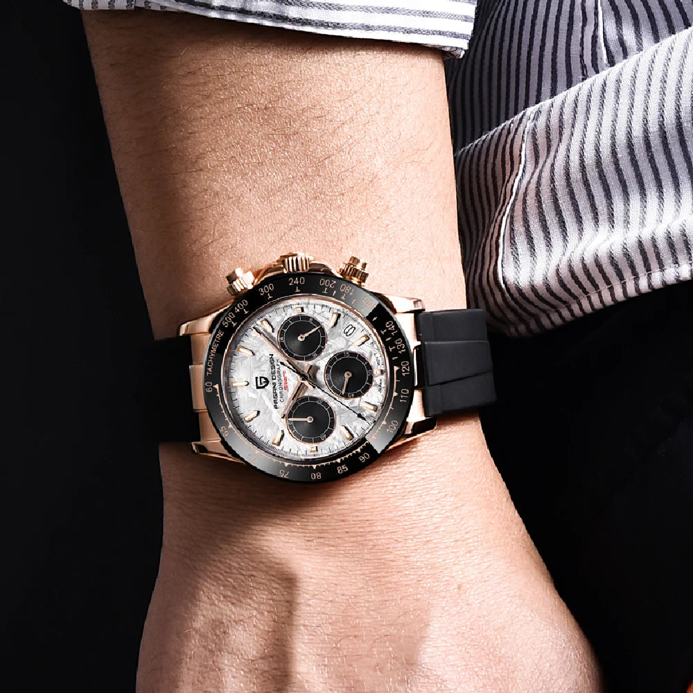 RBB DESIGN 2025 Men’s Luxury Quartz Chronograph Watch – Waterproof 100m Automatic Date Sports Wristwatch