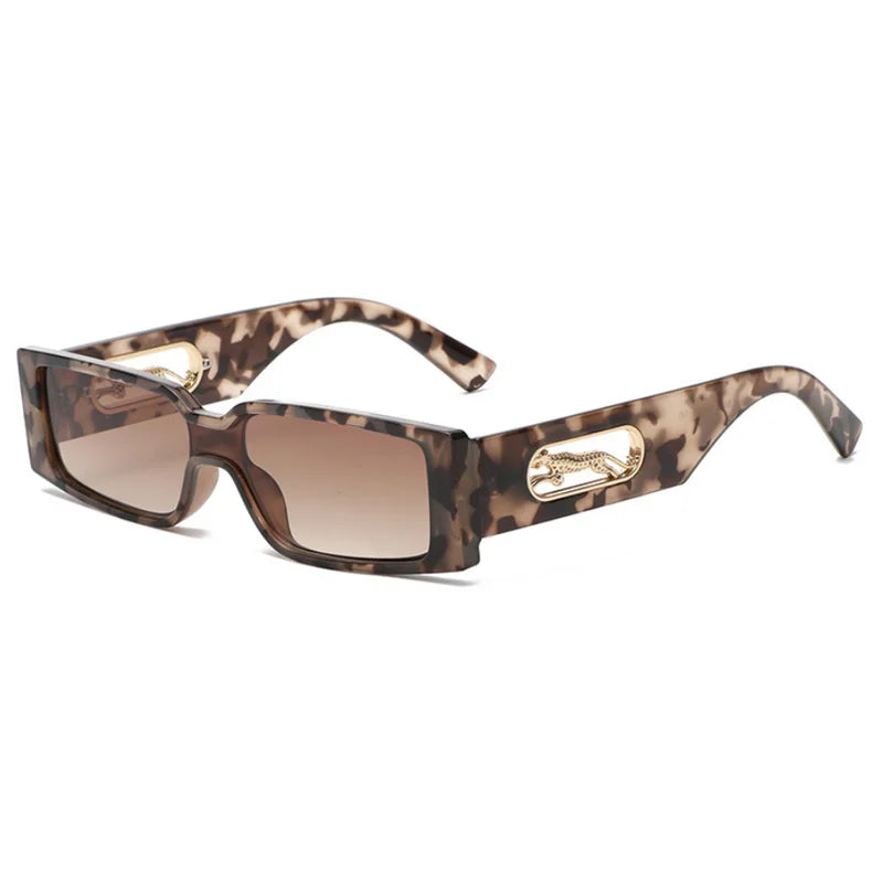 RBB Cycling Rectangle Sunglasses – Leopard Hollow Design, UV400 Protection