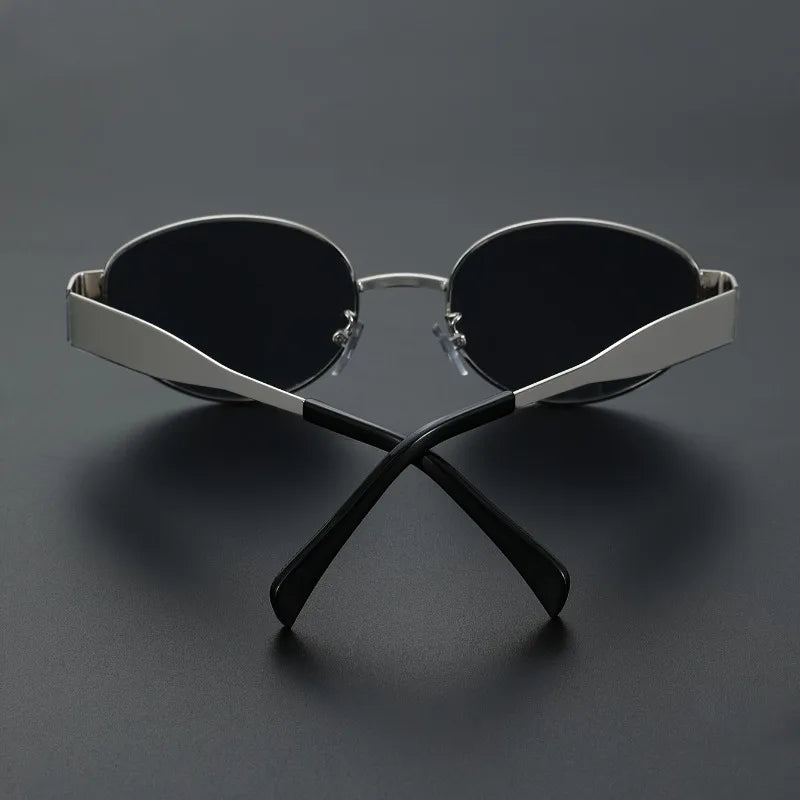 RBB Vintage Oval Sunglasses for Men – Black Lenses & Metal Frame Classic Fashion Eyewear