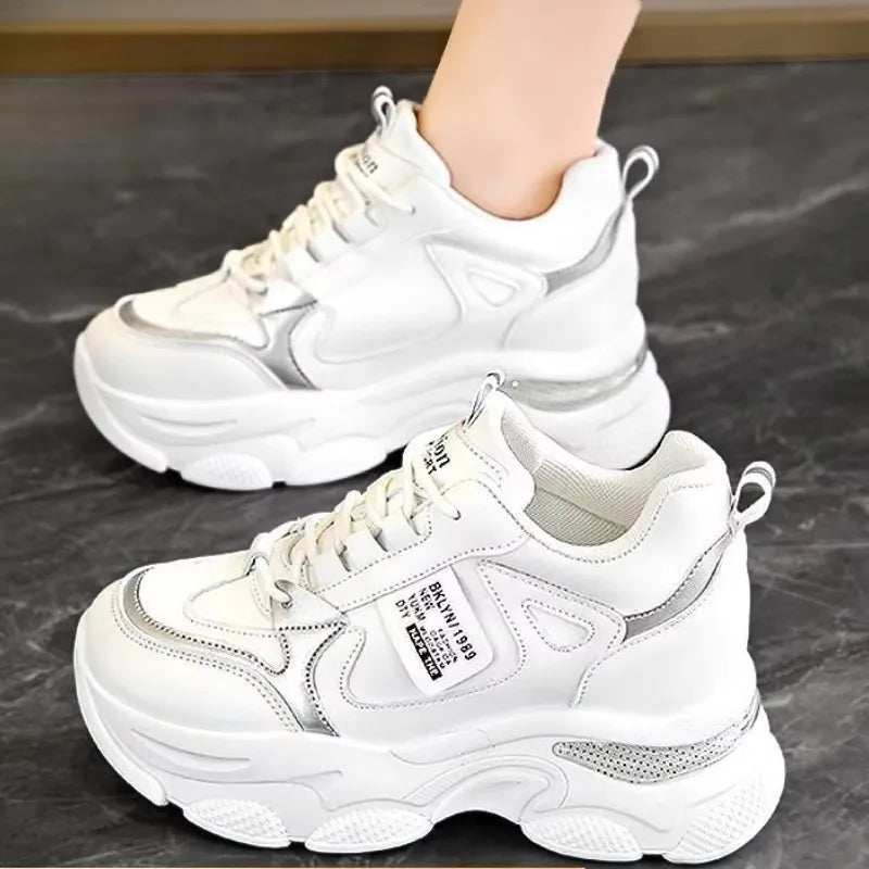 Women’s White Sport Sneakers – Thick Sole, Ultra-Light Platform, Casual & Running Shoes (Spring/Autumn 2025)