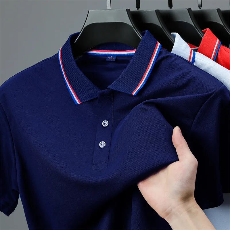 RBB 2025 Men’s Casual Solid Color Polo Shirt – Short Sleeve, Summer Fashionable & Comfortable Versatile Top