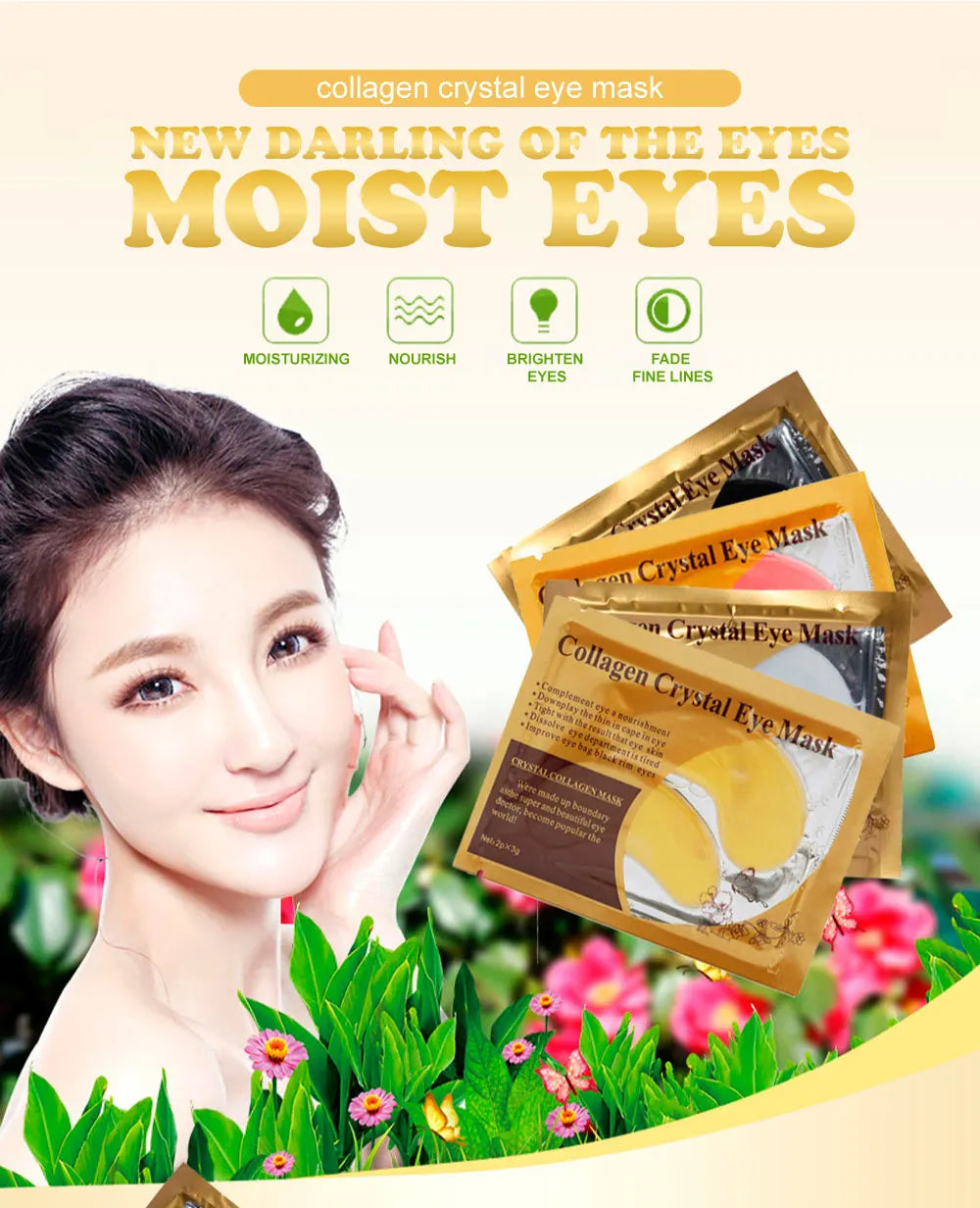 20Pcs (10 Pairs) Gold Collagen Crystal Eye Masks – Firming, Moisturizing & Nourishing Eye Patches for Skincare