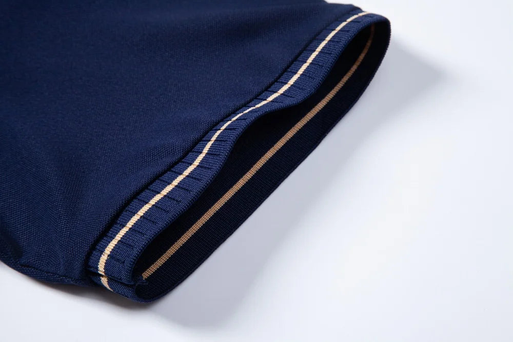 RBB Embroidered Polo Shirt – Men's Summer Casual Micro-Elastic Short Sleeve Top (Button Collar, Plus Size)