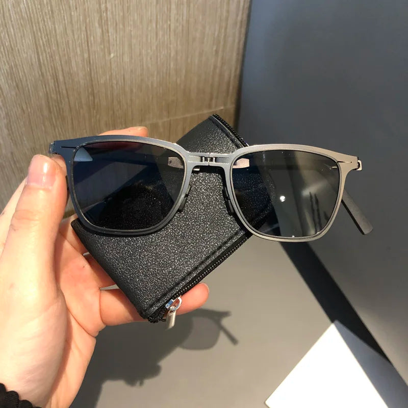 RBB Polarized Folding Sunglasses for Men – Lightweight Stainless Steel, Ultra-Thin Retro Design