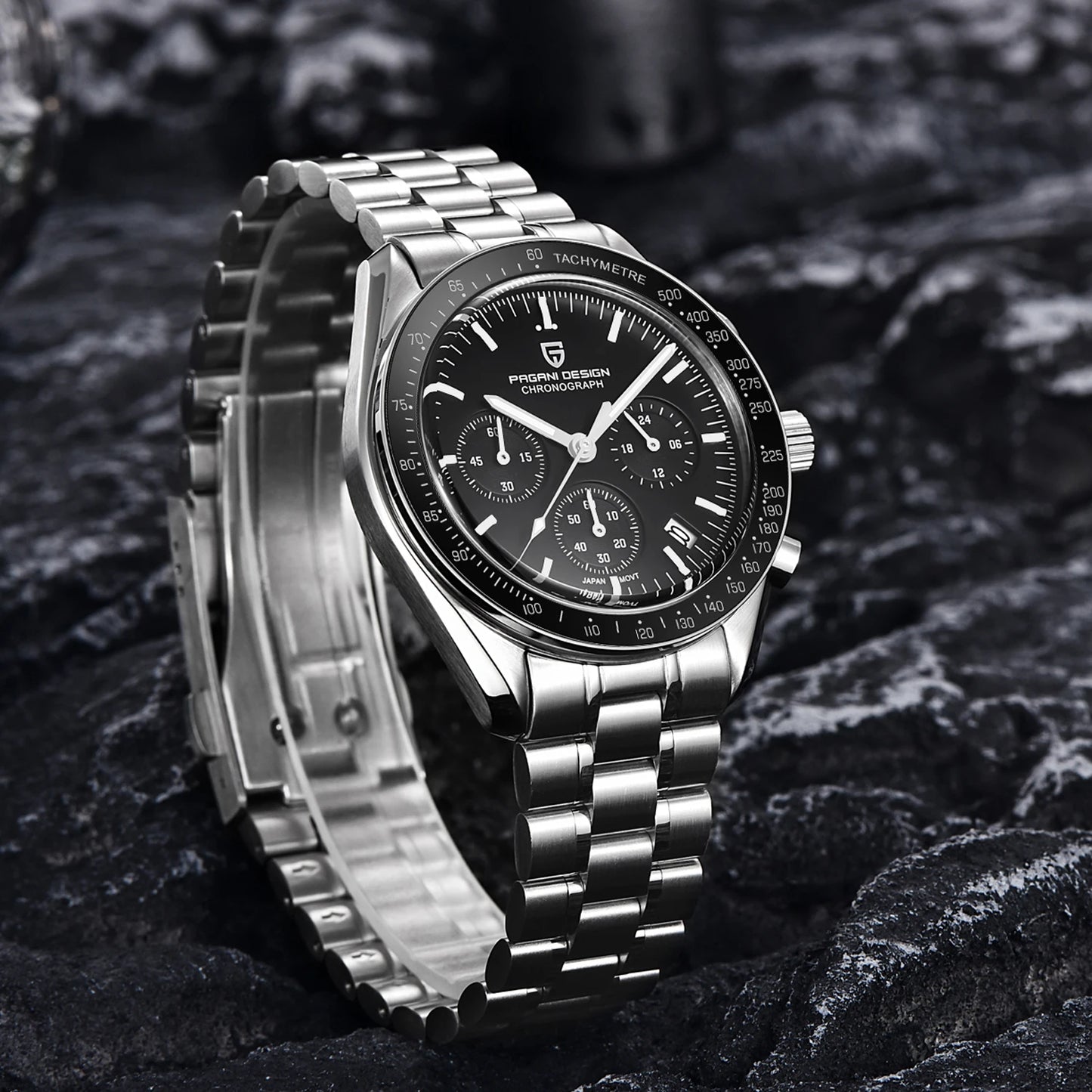 RBB 2025 DESIGN V5 Moon Men's Luxury Quartz Chronograph Watch – Waterproof Sport Stainless Steel Timepiece