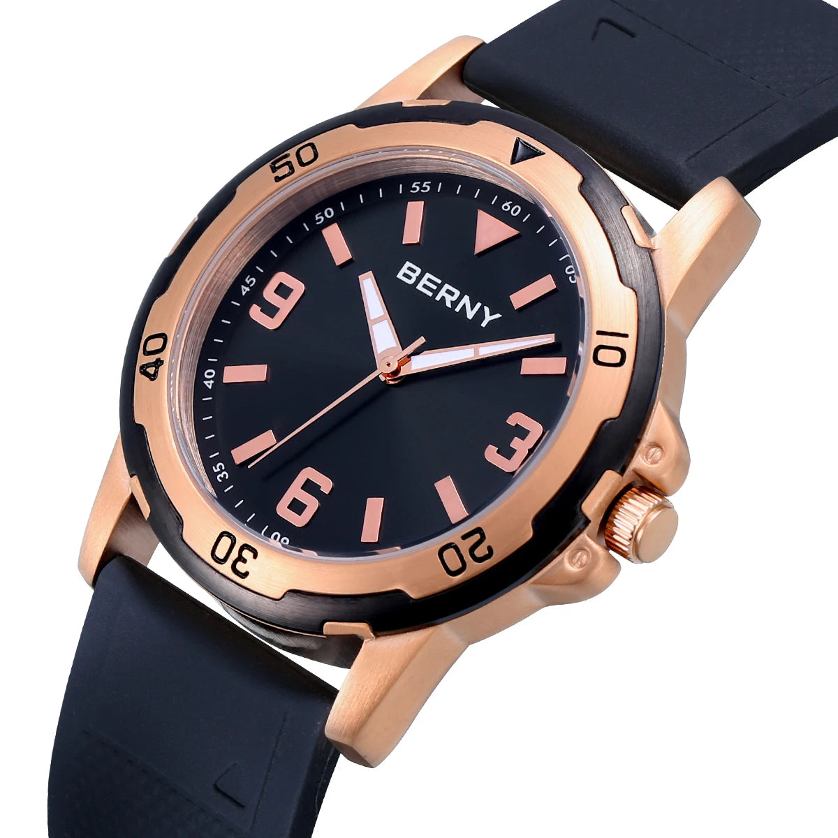 RBB Men’s Luminous Casual Sport Quartz Watch – Waterproof with Soft Silicone Strap & Brass Case