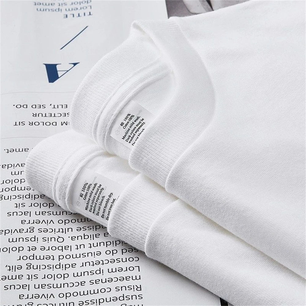 RBB 2PCS Men’s & Women’s 100% Cotton Solid White Short Sleeve T-Shirts – Casual Breathable Round Neck Tops