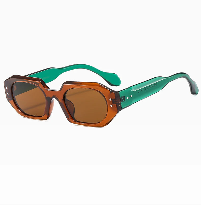 RBB Irregular Polygon Sunglasses – Retro Contrast Color Shades | Wide Leg Anti-Blue Light Outdoor Eyewear