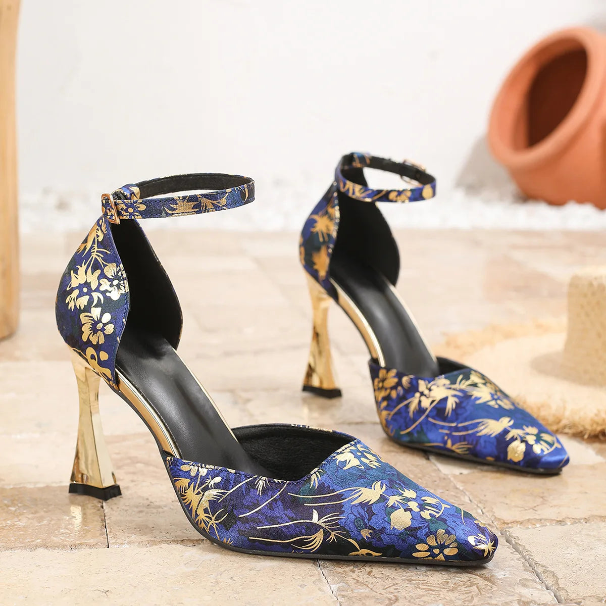 RBB Women Pumps Designer 2025 | New Side-Open Buckle Strap High Heels | Plus Size up to 46 | High-Quality Satin Square Toe Party Shoes for Ladies