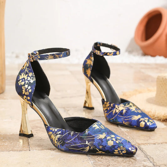 RBB Women Pumps Designer 2025 | New Side-Open Buckle Strap High Heels | Plus Size up to 46 | High-Quality Satin Square Toe Party Shoes for Ladies