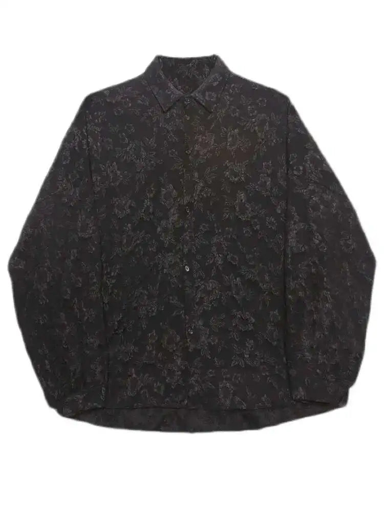 RBB Women's Crumpled Jacquard Shirt – Loose Fit Batwing Sleeve Casual Top