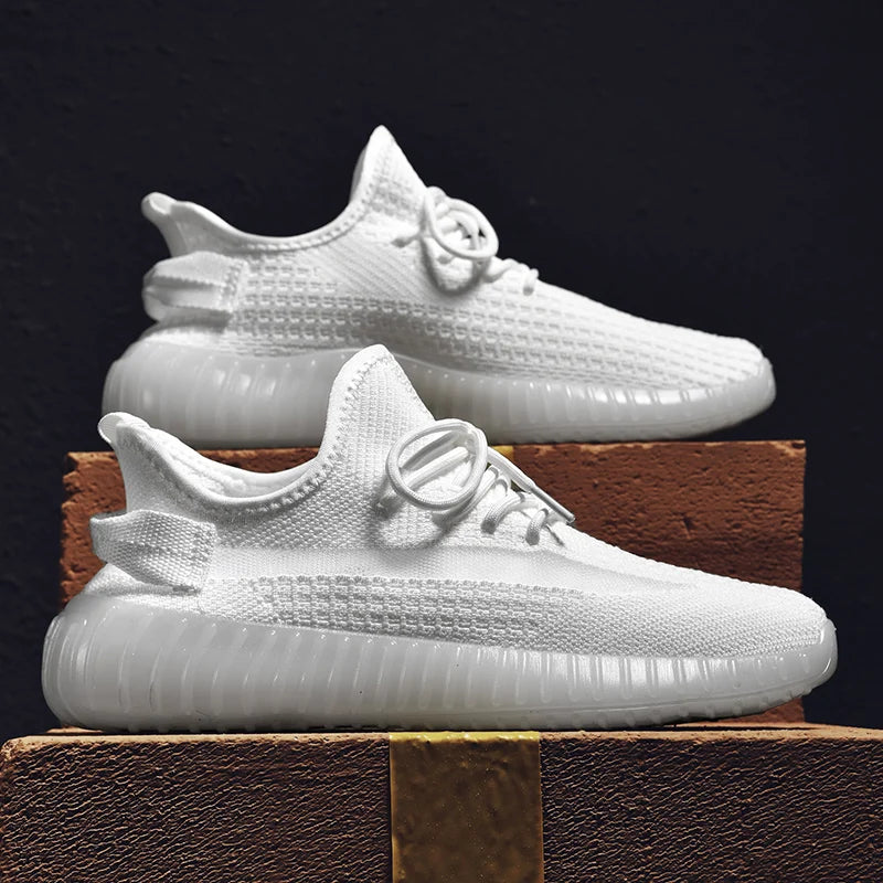 2025 Summer Yeezy-Style Sneakers – Breathable & Comfortable Unisex Casual Shoes (White/Gray)