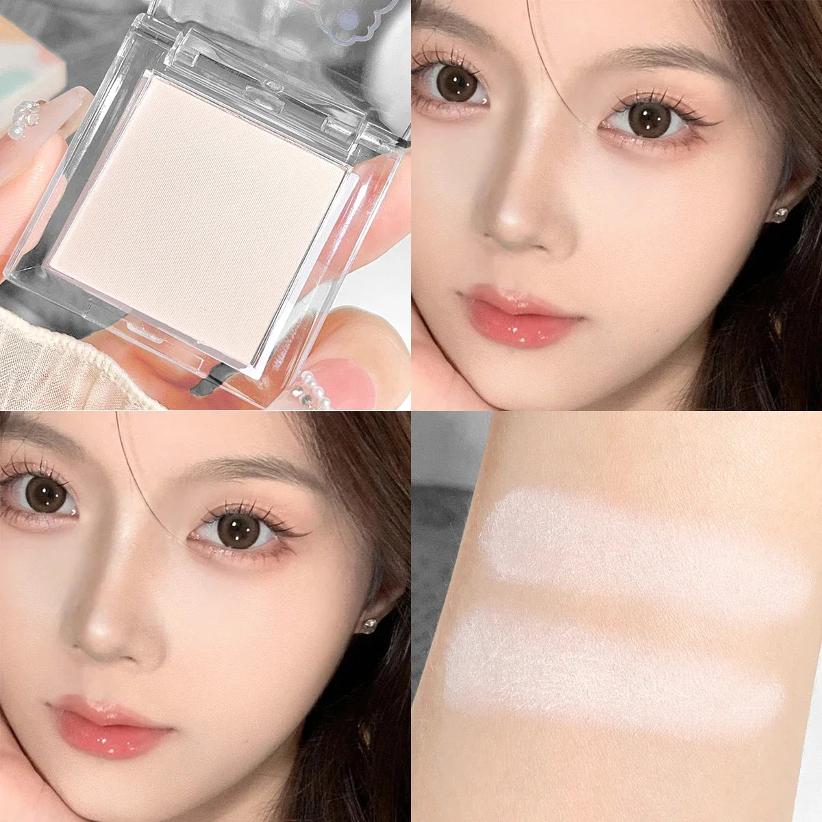 Hisyi Matte Monochrome Eyeshadow – Natural Light Highlighter Powder for Eye Contouring & Brightening