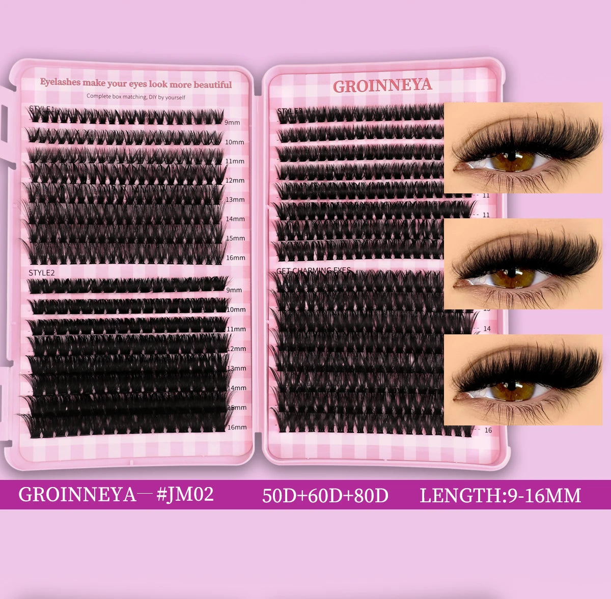 DIY Lash Clusters Set – Mixed Fluffy Individual Extensions with Lash Bond & Seal Kit