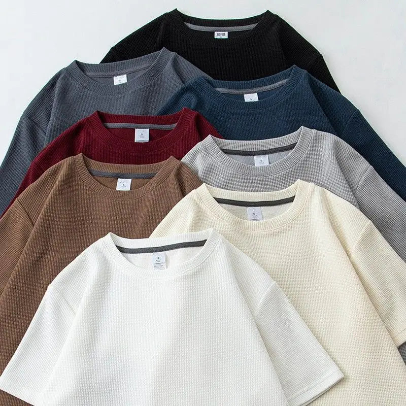 RBB Unisex Waffle Knit Summer T-Shirt – Lightweight & Loose Fit