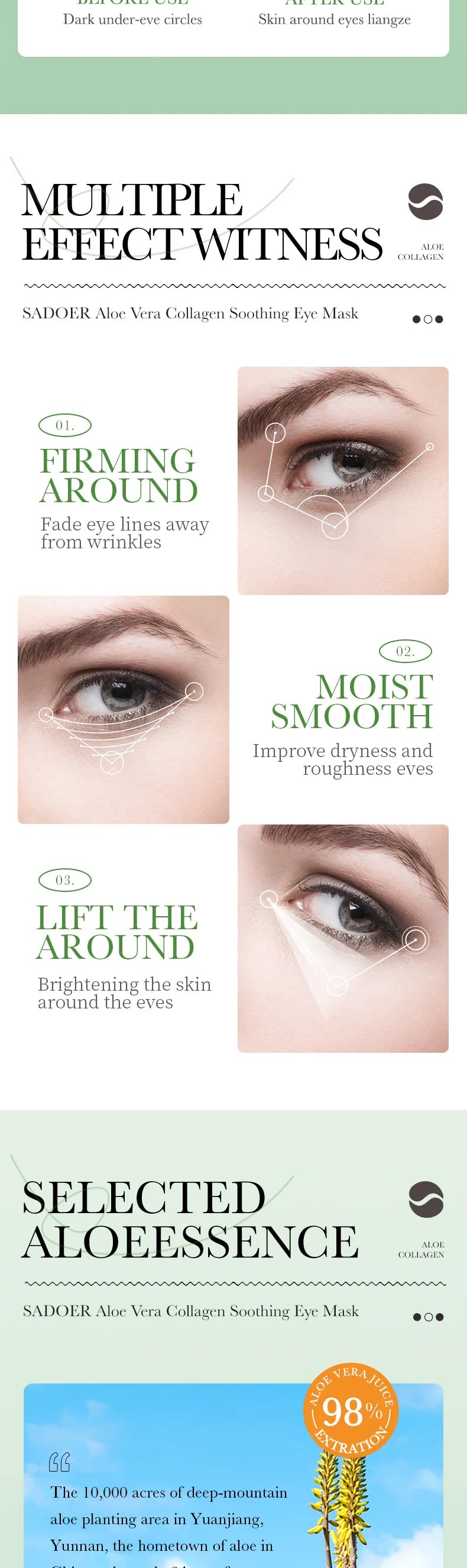 Collagen & Aloe Vera Eye Mask – 60pcs | Anti-Dark Circles & Eye Bag Treatment