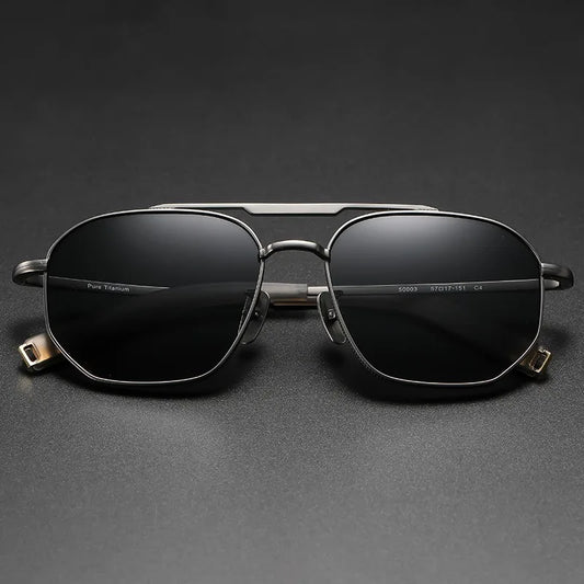 RBB Polarized Titanium Sunglasses – Handmade Square Frame Eyewear for Men & Women (Model 50003)