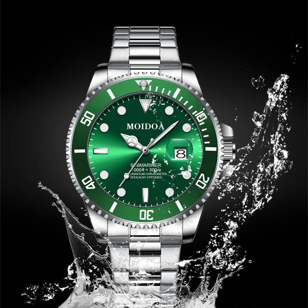 RBB Men's Luxury Sports Watch – Green Dial, Hollow Design, 2024 Quartz Steel Wristwatch