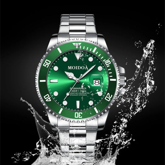 RBB Men's Luxury Sports Watch – Green Dial, Hollow Design, 2024 Quartz Steel Wristwatch