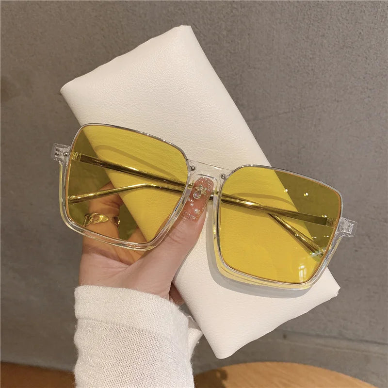 RBB 2024 Vintage Women's Fashion Sunglasses – Luxury Metal Square Frame with UV400 Pink Gradient Lenses