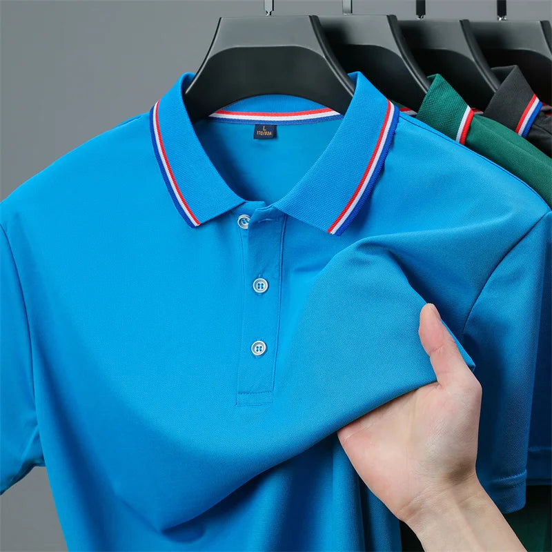RBB 2025 Men’s Casual Solid Color Polo Shirt – Short Sleeve, Summer Fashionable & Comfortable Versatile Top