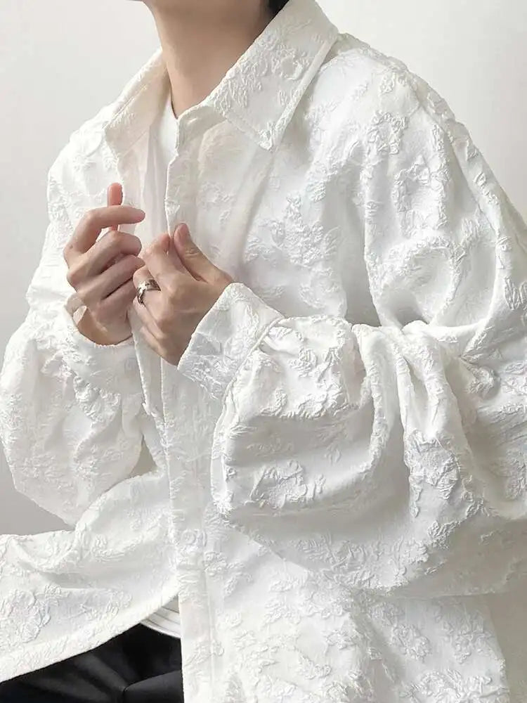 RBB Women's Crumpled Jacquard Shirt – Loose Fit Batwing Sleeve Casual Top