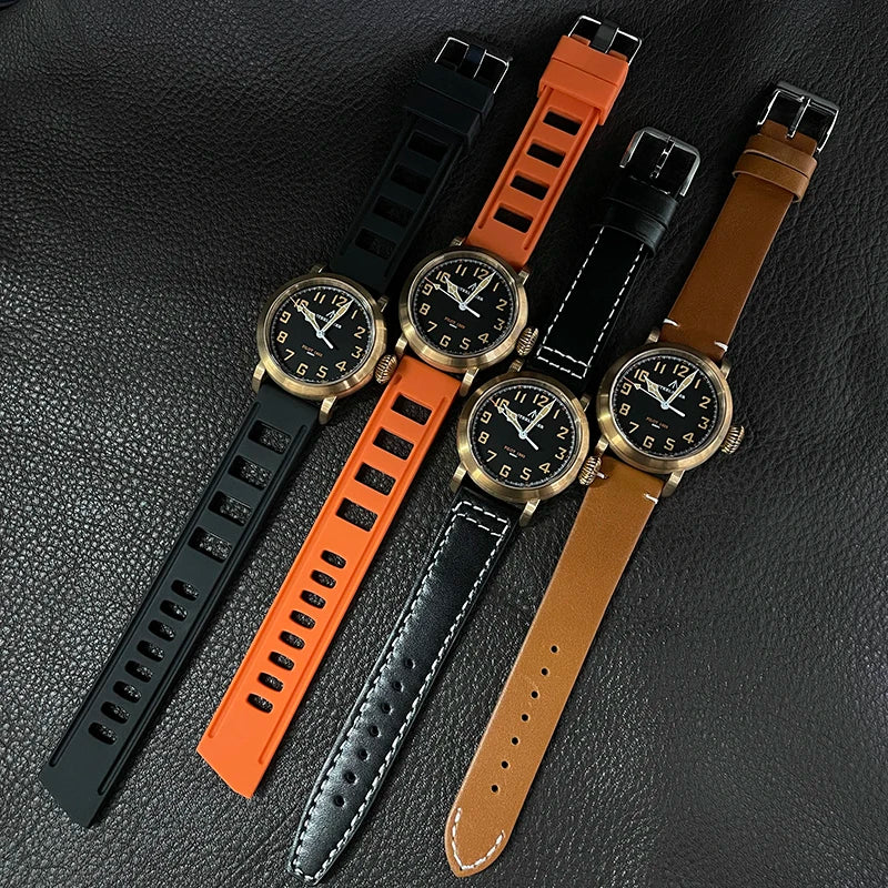 RBB 40mm Men's Bronze Pilot Quartz Wristwatch – 20ATM Waterproof, Luminous, Sapphire