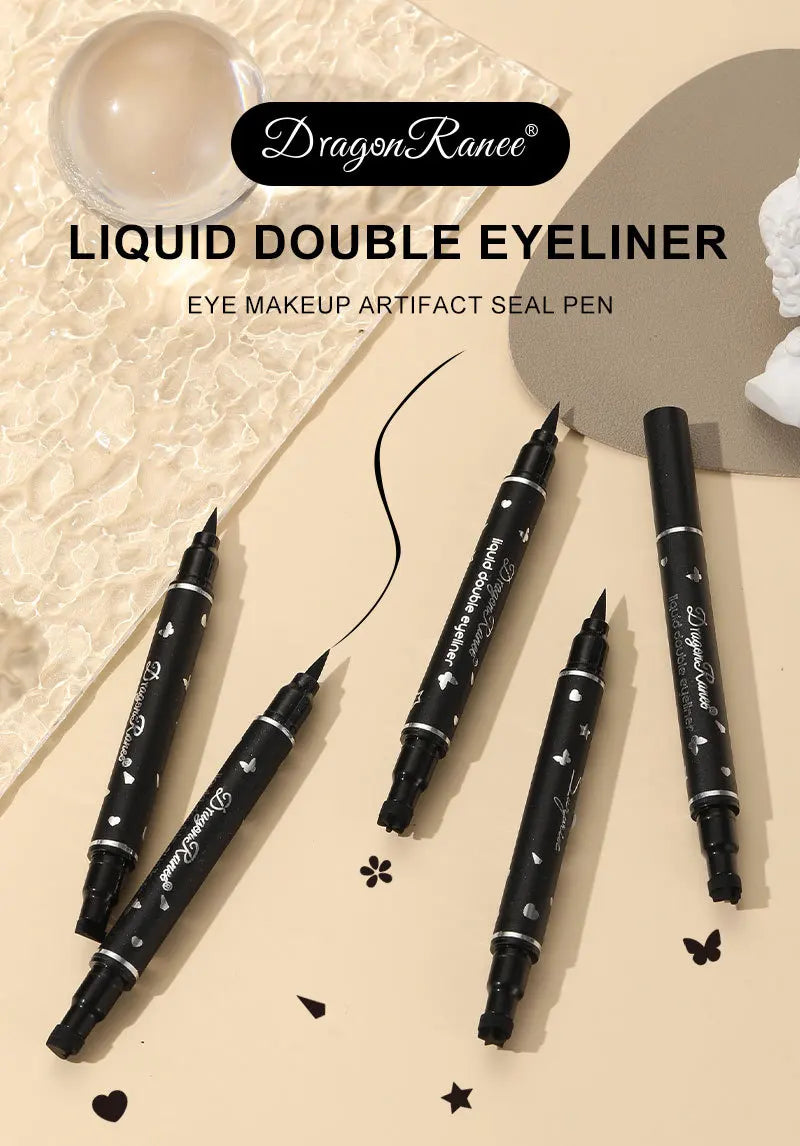 Double-Head Star Seal Eyeliner – Waterproof, Non-Smudge, Embellished Plum Eye Tail for Beginners