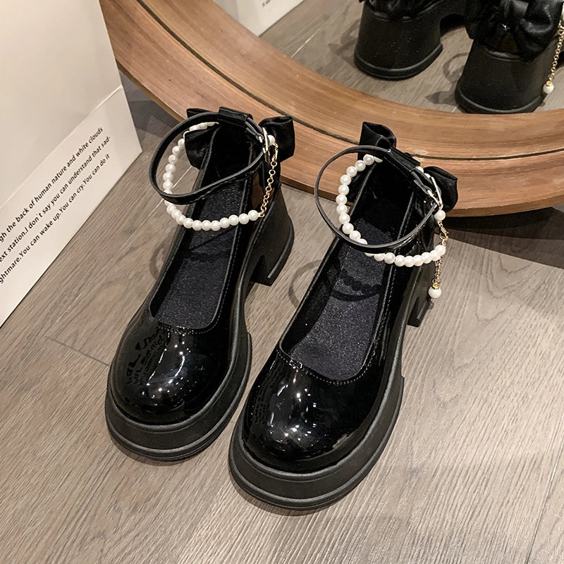 RBB Pearl Buckle Mary Jane High Heels for Women – Elegant Business & Banquet Shoes for Spring/Summer Skirt Outfits