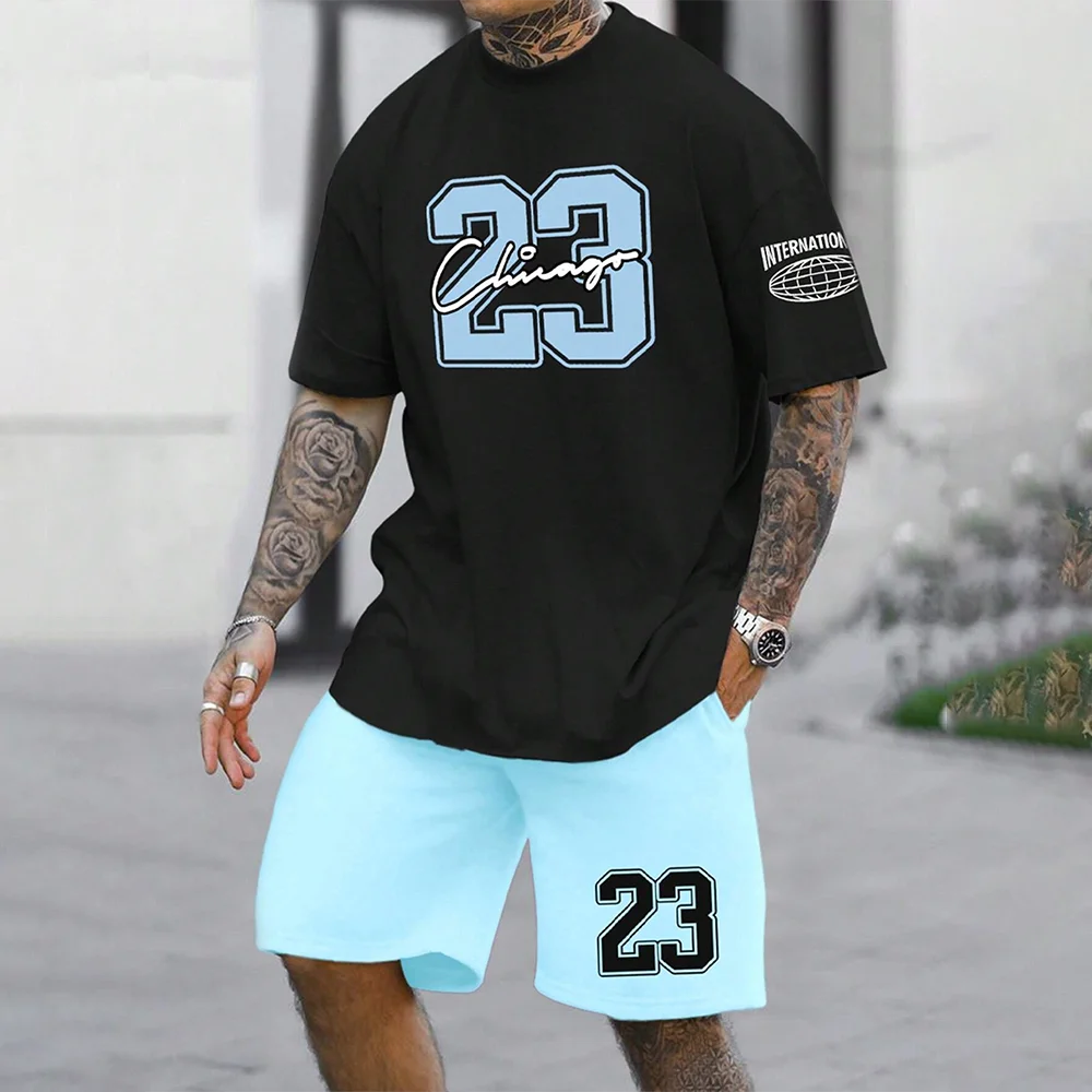 RBB 2024 New Fashion 3D Printed Men’s Oversized Short Sleeve Shorts Suit – Summer Casual Sportswear