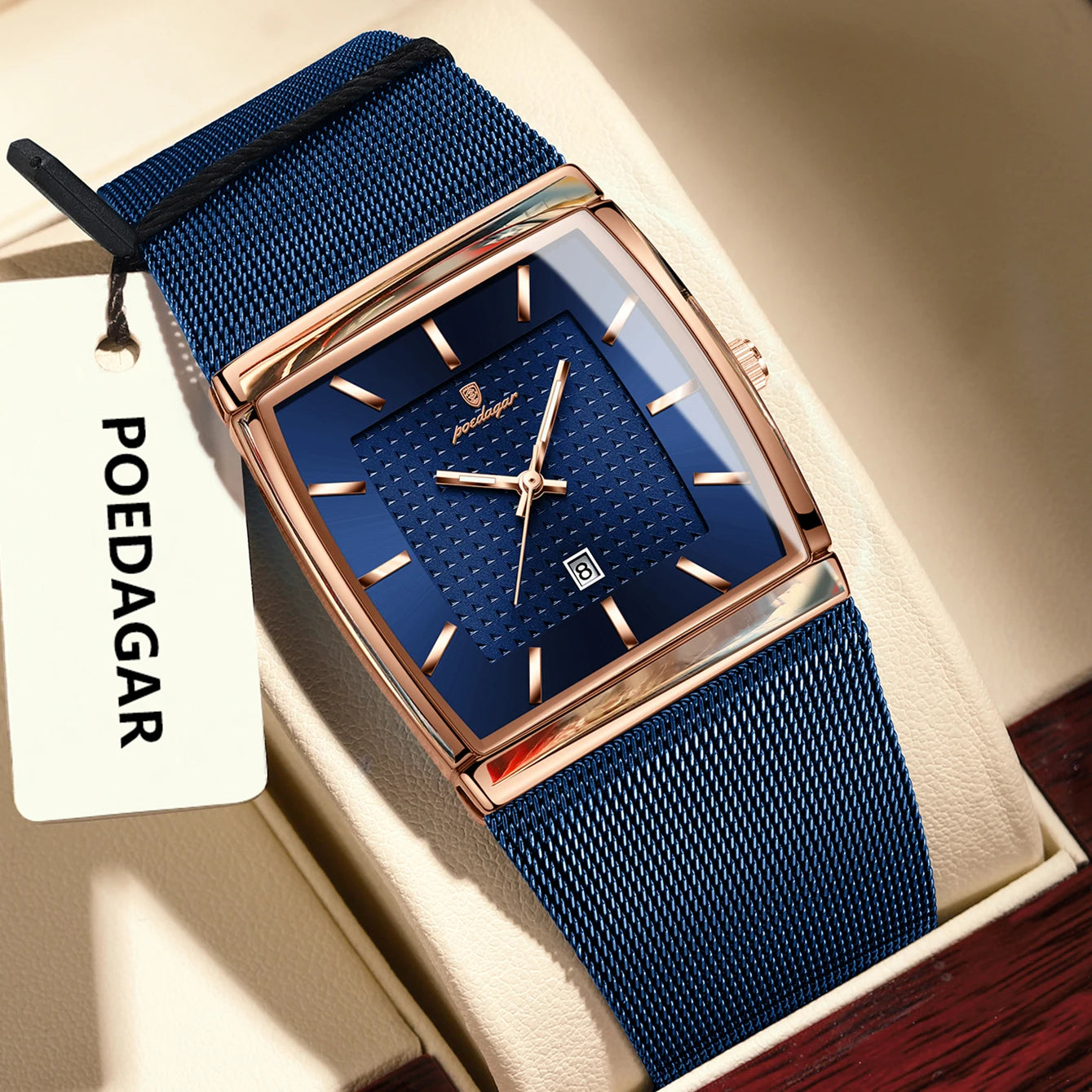 RBB Luxury Men’s Quartz Watch – Stainless Steel Mesh Band, Waterproof, Luminous Date Display, Fashion Casual