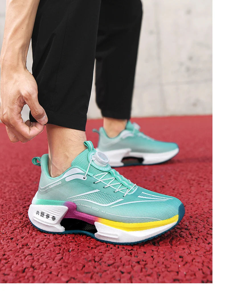 RBB Family Carbon Plate Running Shoes – Boys & Girls High Bounce TPU Popcorn Sneakers with Rotating Button Technology