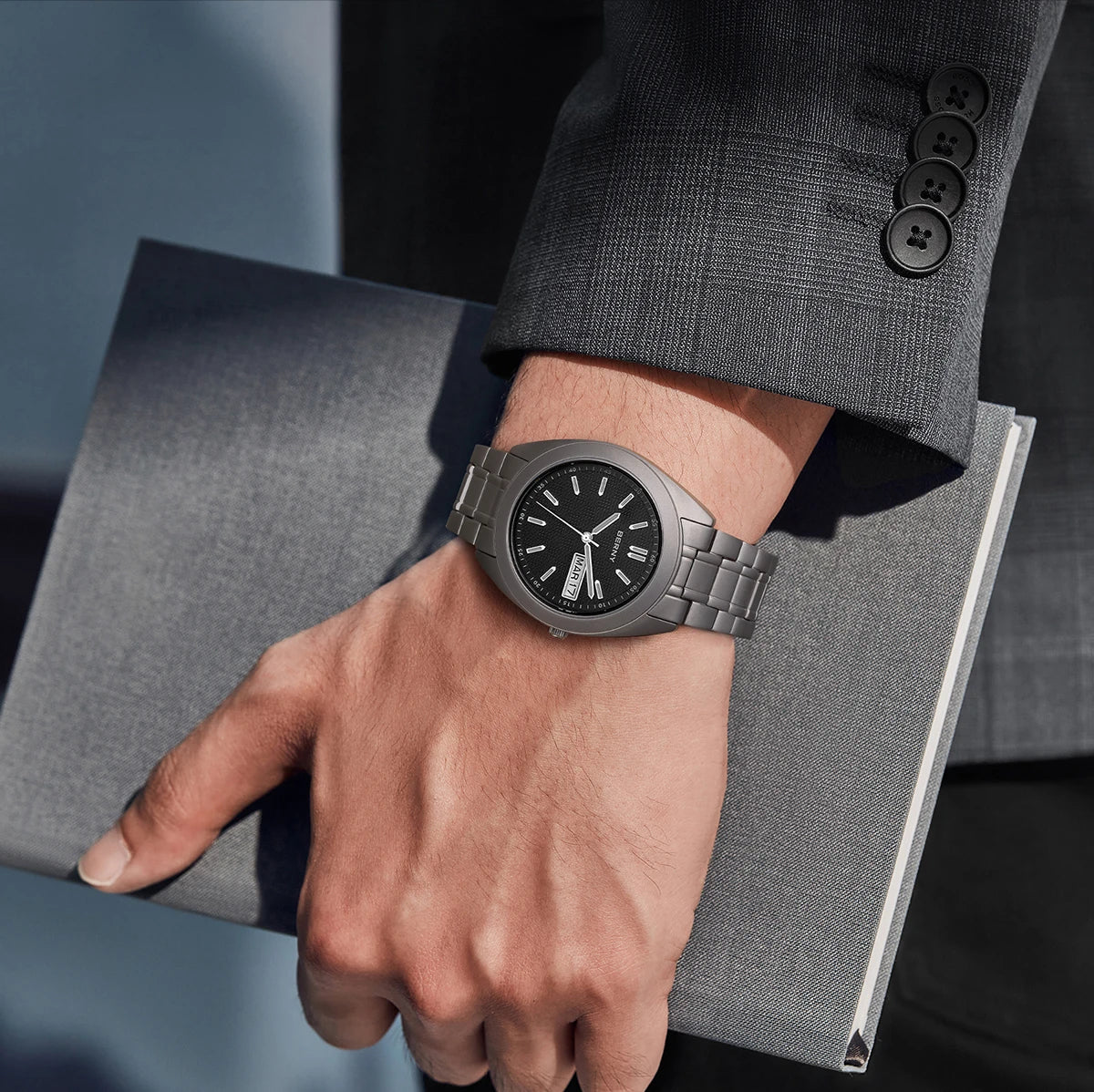 RBB Titanium Men’s Quartz Watch – Date & Week Calendar, Sapphire Crystal, Super Luminous, 38mm, 10ATM Waterproof