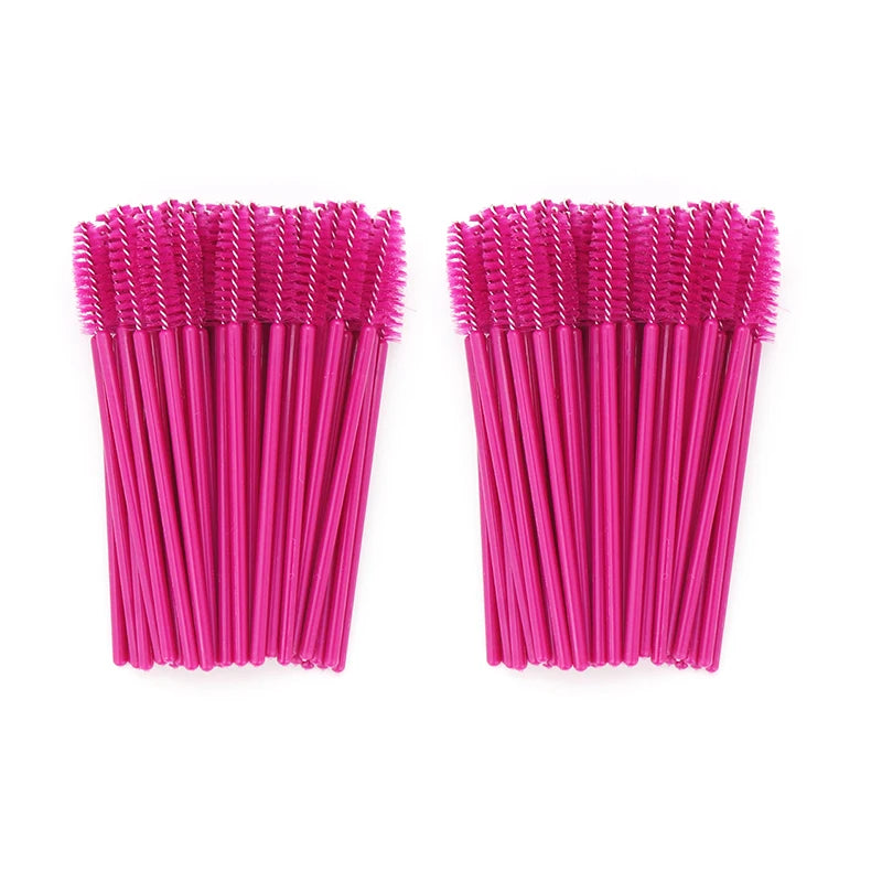 50Pcs Disposable Eyelash & Eyebrow Brushes – Soft Crystal Head Mascara Wands