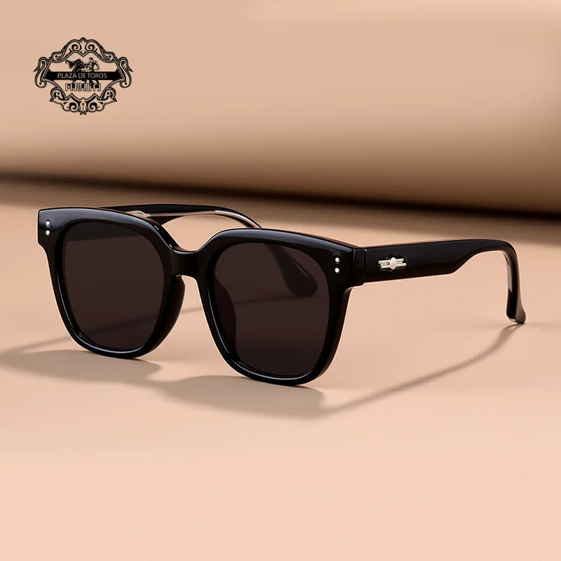 RBB Polarized Rivet Square Sunglasses – Unisex Green Lenses Designer Eyewear 2025