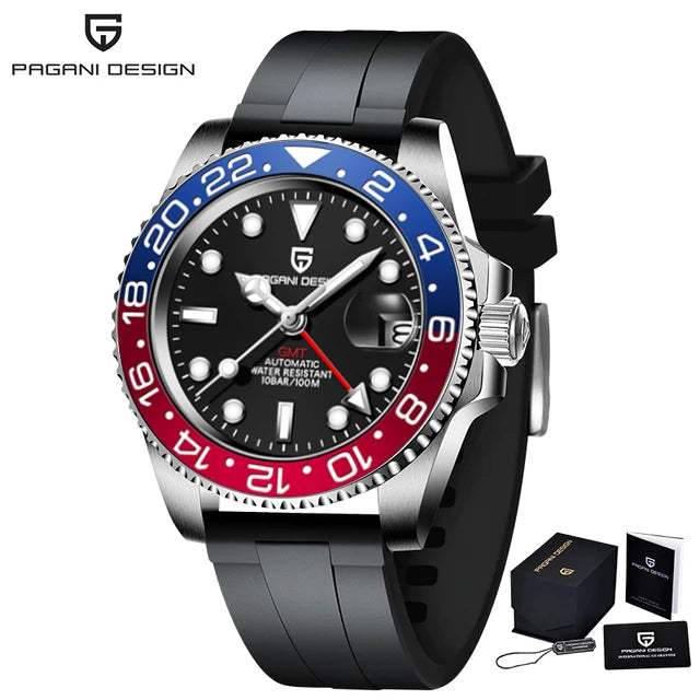 RBB DESIGN V3 Men's GMT Automatic Watch – 40MM Luxury Sapphire Mechanical Stainless Steel Waterproof Timepiece