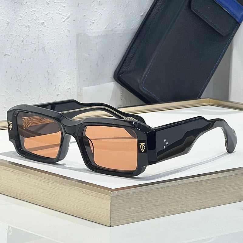 RBB Thick Acetate Rectangle Sunglasses – UV400 Gradient Lenses, Unisex Luxury Designer Shades