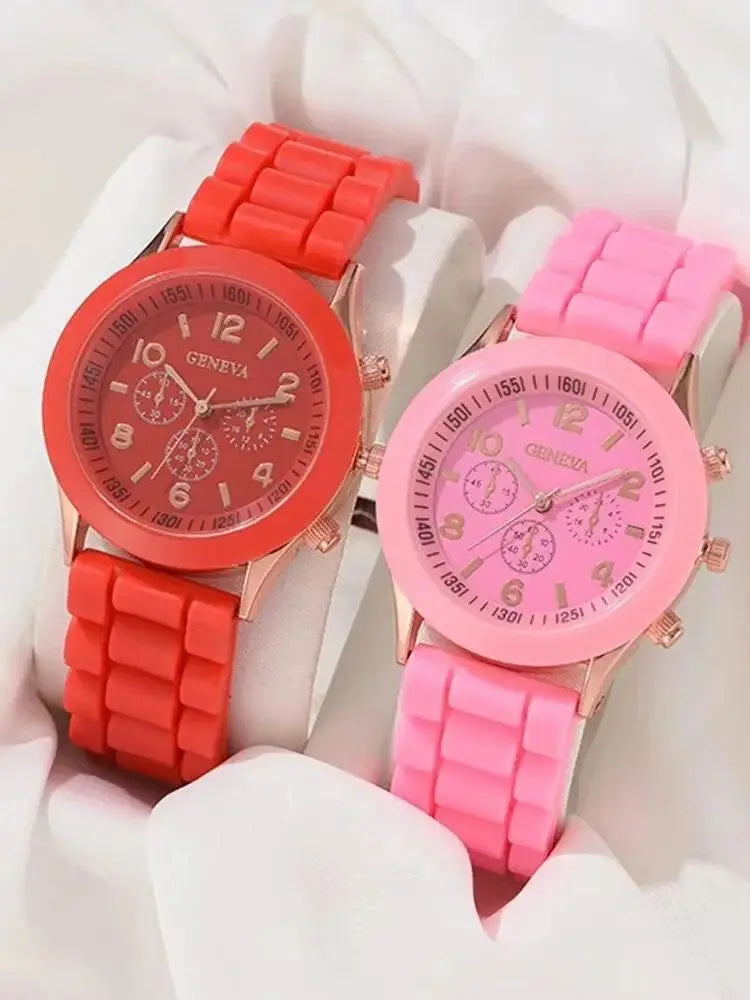 RBB Luxury Couple's Watch Set – Elegant Alloy & Silicone Strap Quartz Watches (2 Pcs)
