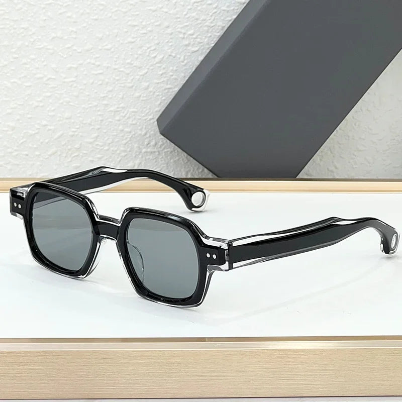 RBB Thick Acetate Square Sunglasses – UV400 Gradient Lenses, Unisex Designer Shades with Case