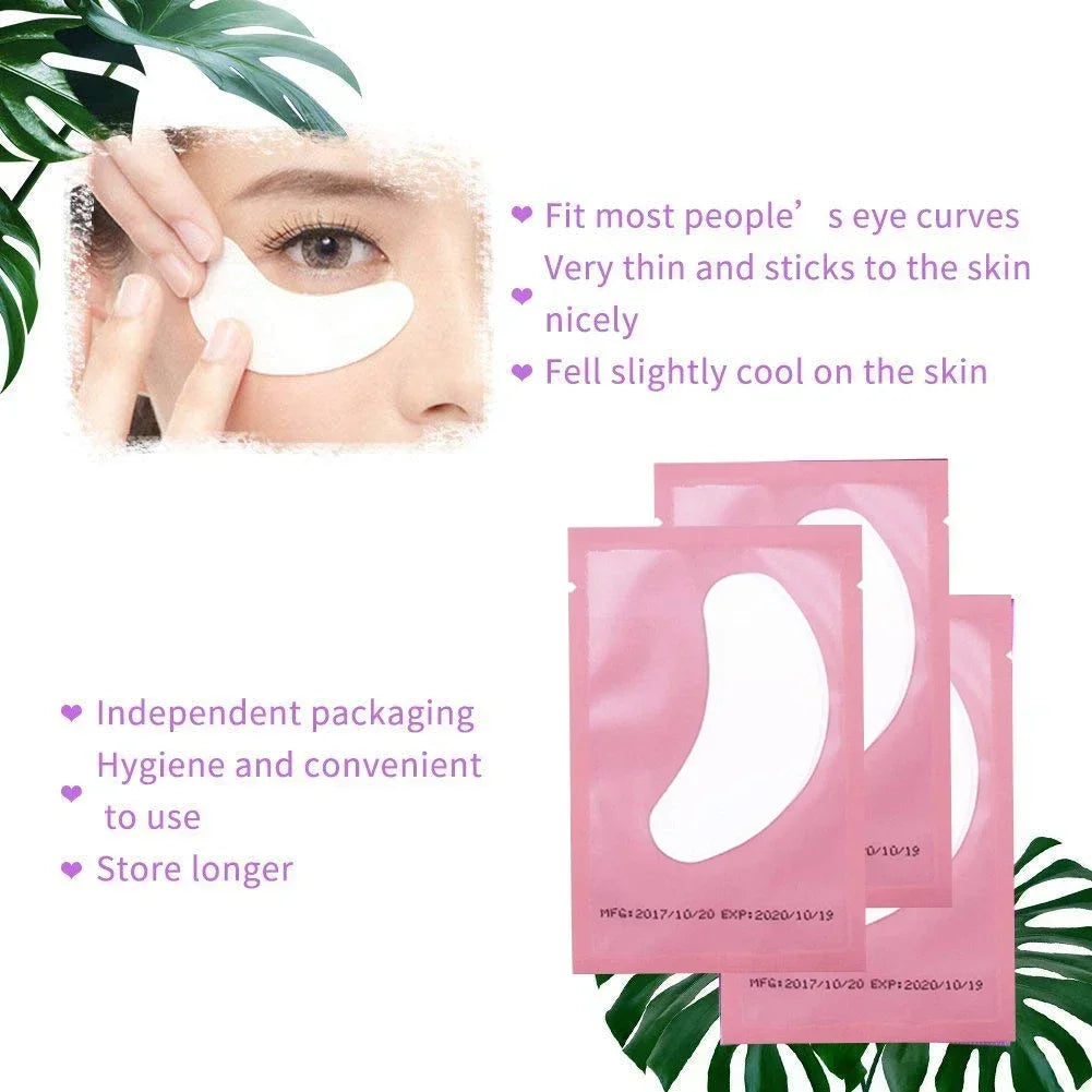 100 Pairs Under Eye Gel Patches for Eyelash Extensions – Lint-Free, Adhesive Lash Extension Supplies