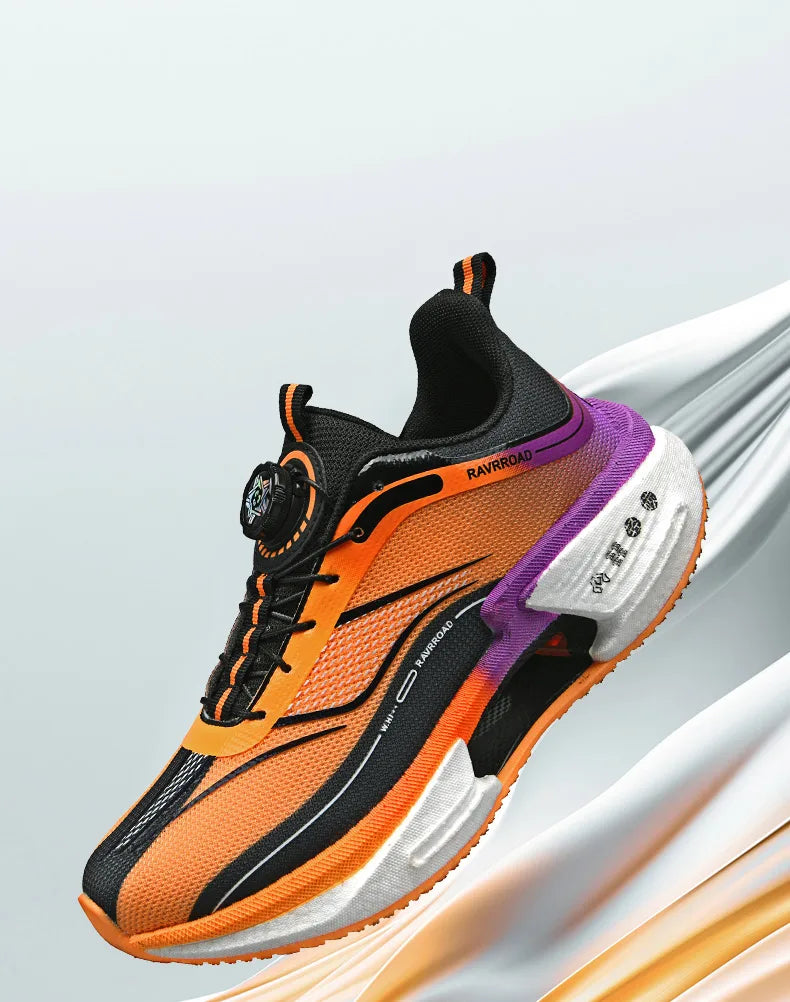 RBB Family Carbon Plate Running Shoes – Boys & Girls High Bounce TPU Popcorn Sneakers with Rotating Button Technology