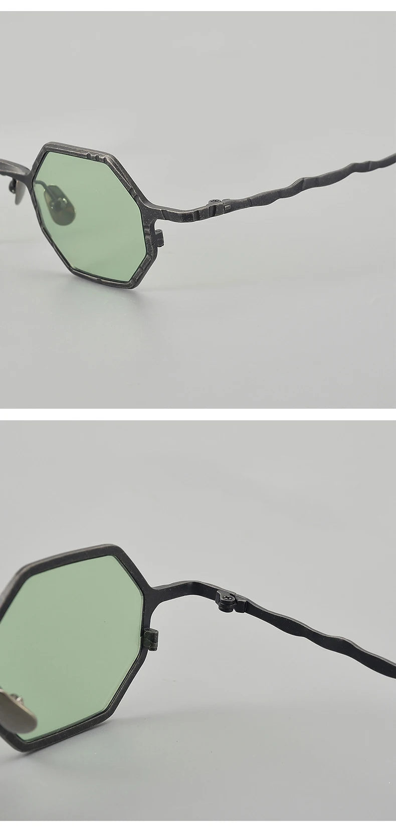 RBB Black Steampunk Retro Polygonal Pure Titanium Sunglasses – UV400 Protection for Men & Women