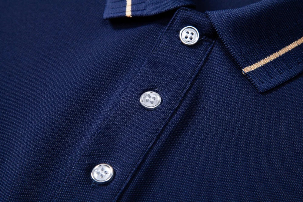 RBB Embroidered Polo Shirt – Men's Summer Casual Micro-Elastic Short Sleeve Top (Button Collar, Plus Size)