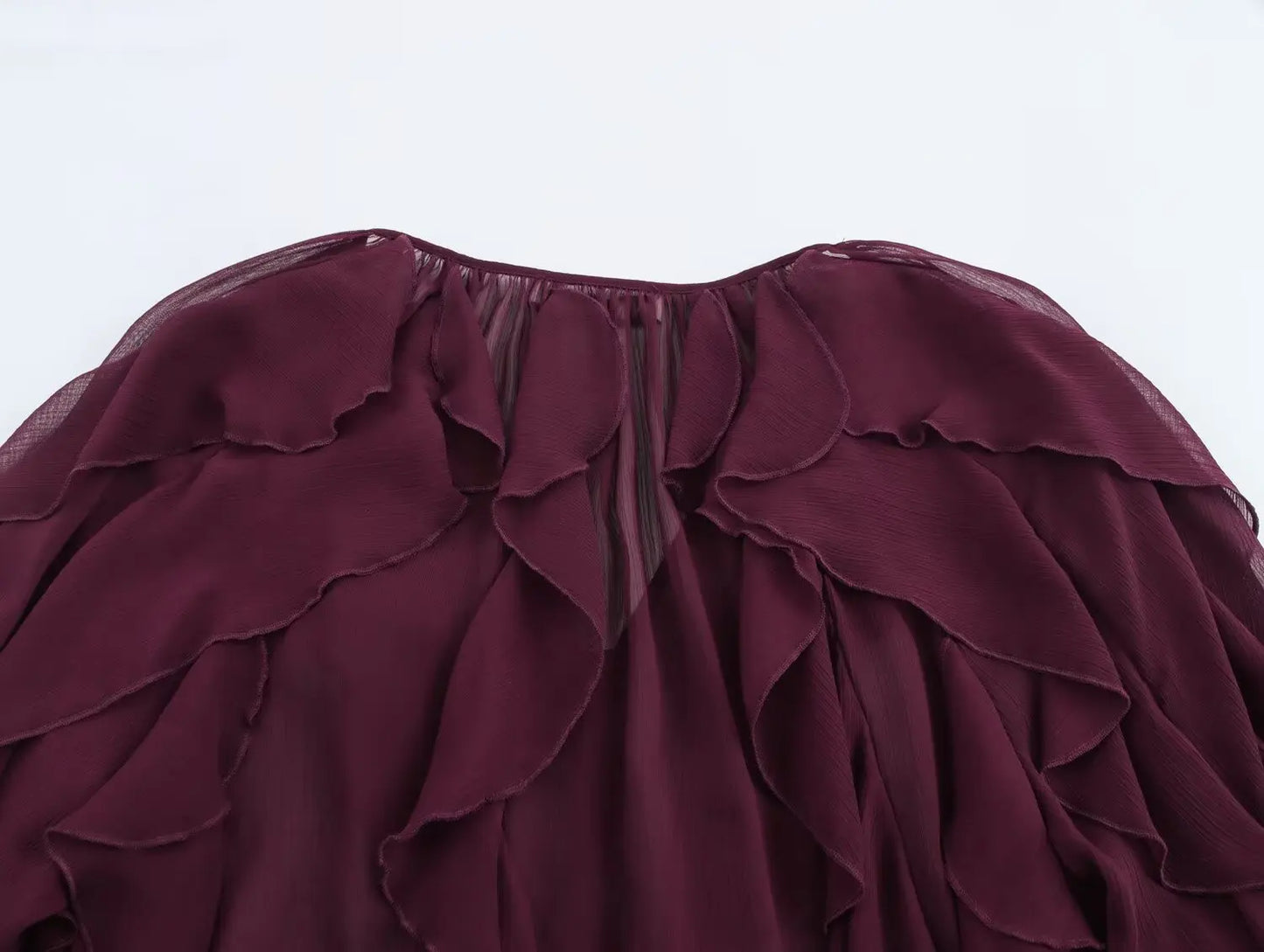 RBB Women's Summer V-Neck Ruffle Blouse – Sheer Tiered Button-Front Beach Top