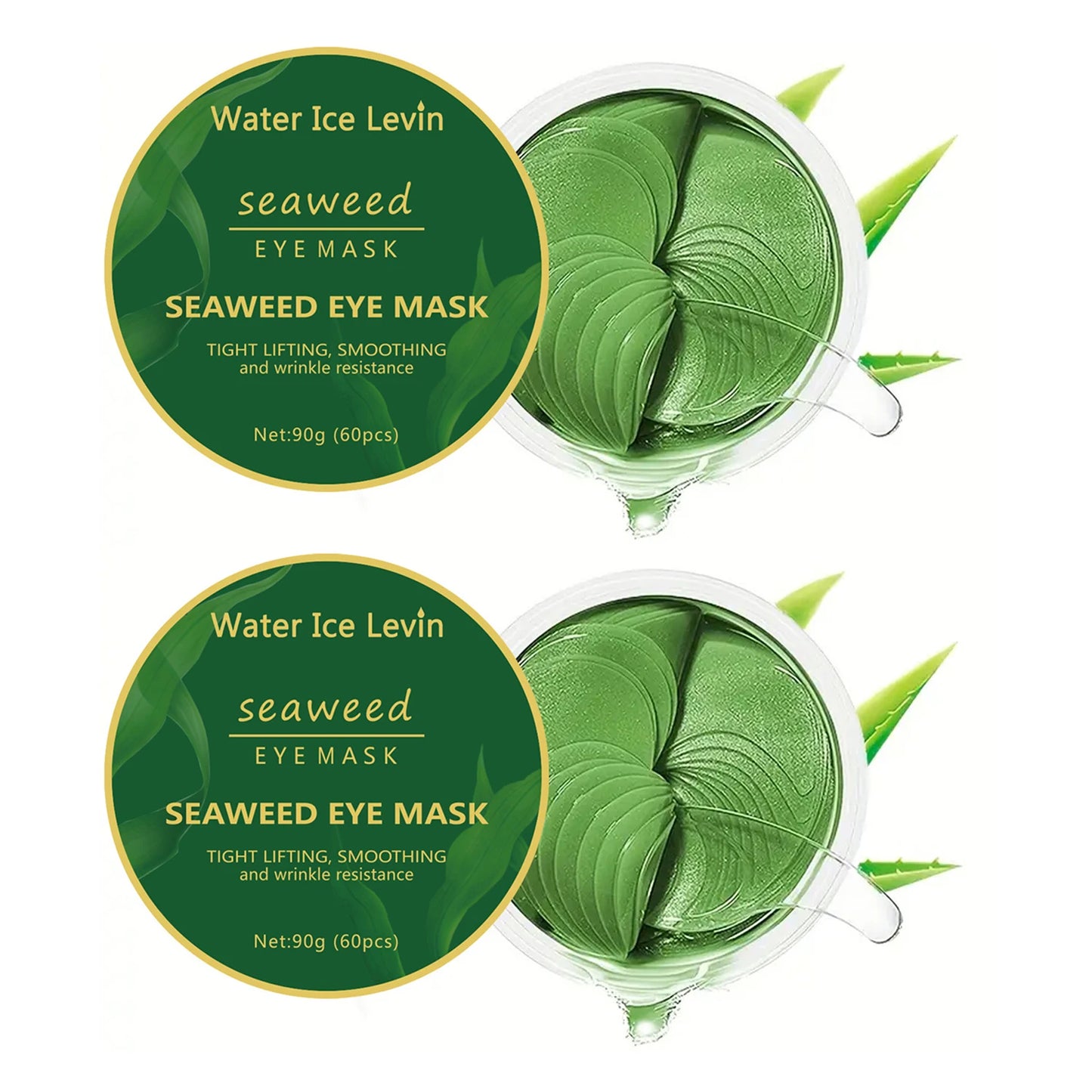 60pcs Seaweed Hyaluronic Acid Eye Masks – Dark Circle Removal & Collagen Eye Patches